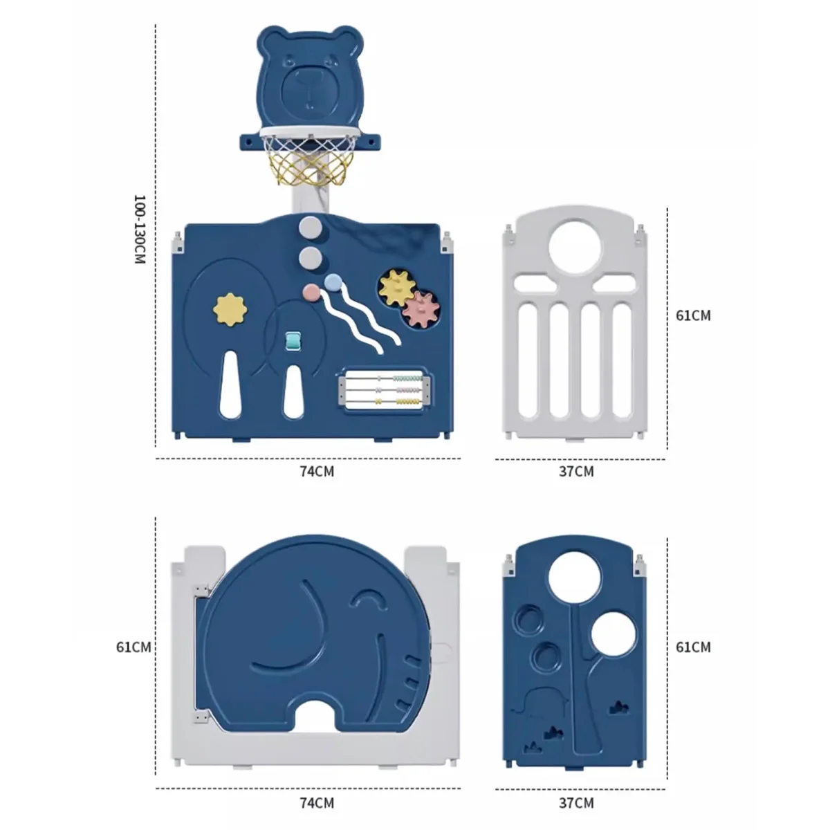 Baybee 2-in-1 Foldable Kids Playpen (16 Panel) with Basketball Set & Sensory Toys Baby Play Yard with Safety Lock for 0-5 Years - Image 9