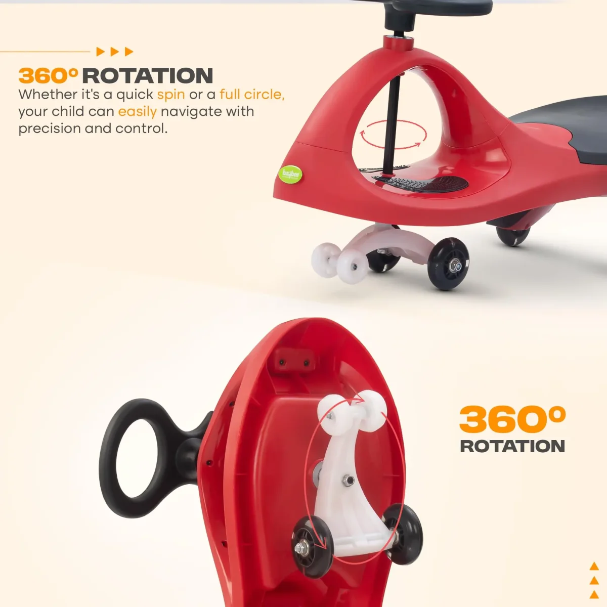 Baybee Glide Kids Magic Swing Car with 360° Steering & PU LED Wheels - Image 7