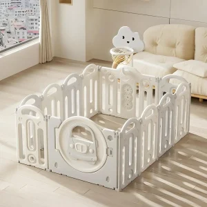 Baybee Kids Playpen for Babies (12 Panels) Foldable Baby Play Area Indoor Setup with Basket Ball Hoop