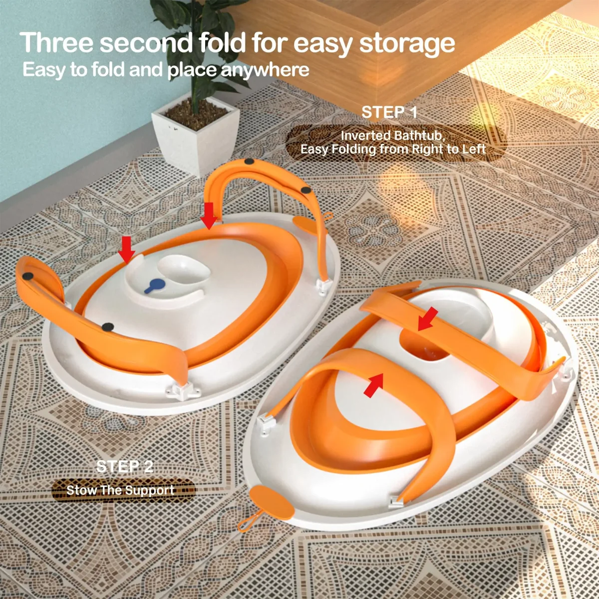 Baybee Ivola Foldable Baby Bath Tub for Kids, Mini Swimming Pool for Kids Bathtub for Baby - Image 5